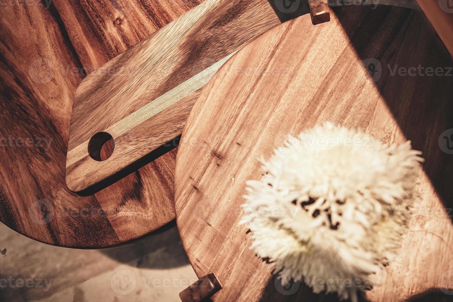 di legno cucina tavole, di legno tavole per cibo preparazione foto