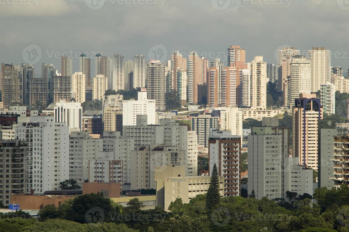 orizzonte Visualizza con vario edifici e grattacieli nel sao paulo città foto