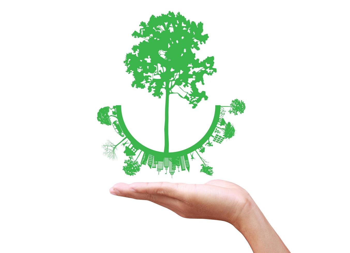 concetto verde. albero sulla terra in mano foto