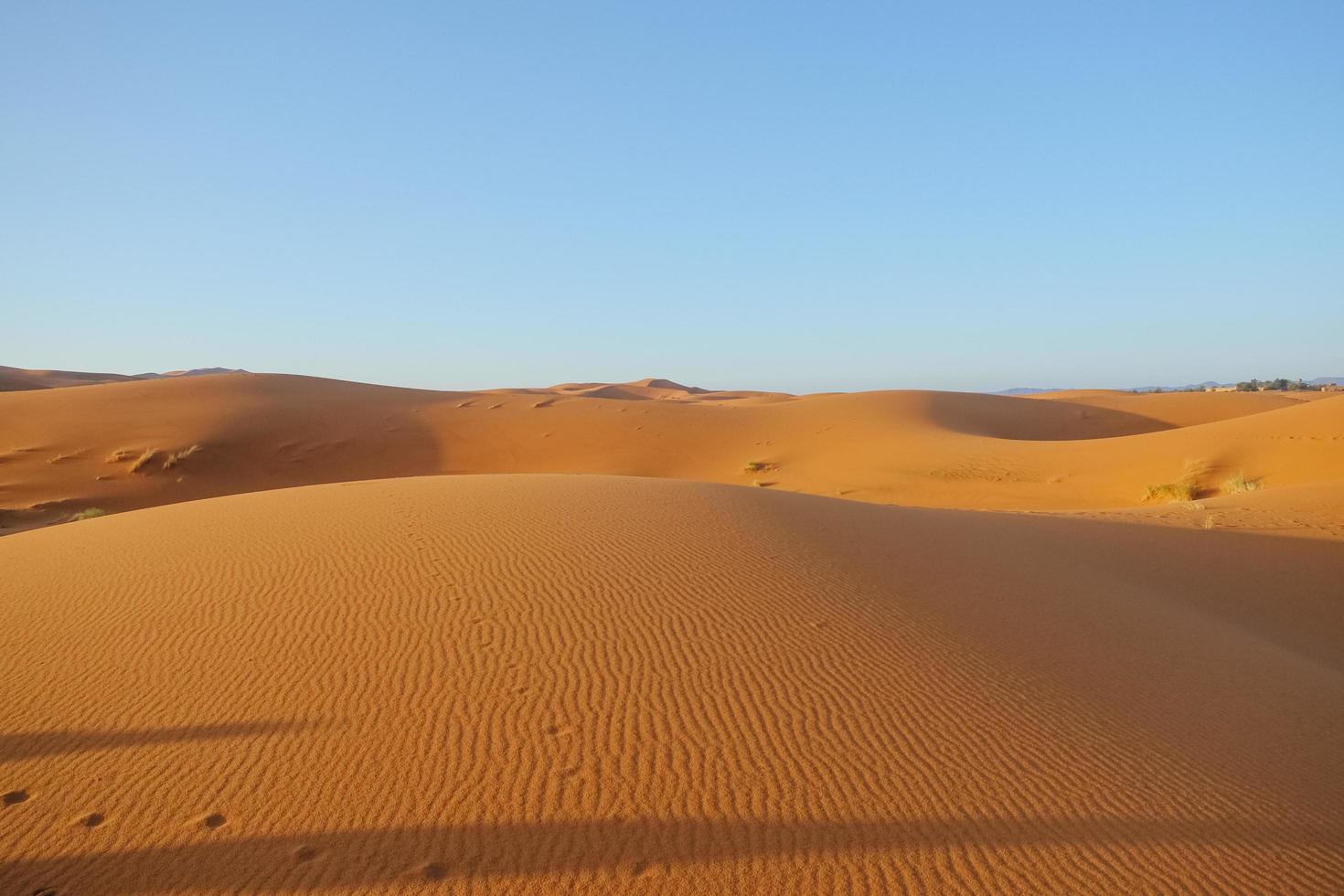 duna di sabbia erg chebbi contro il cielo blu chiaro foto