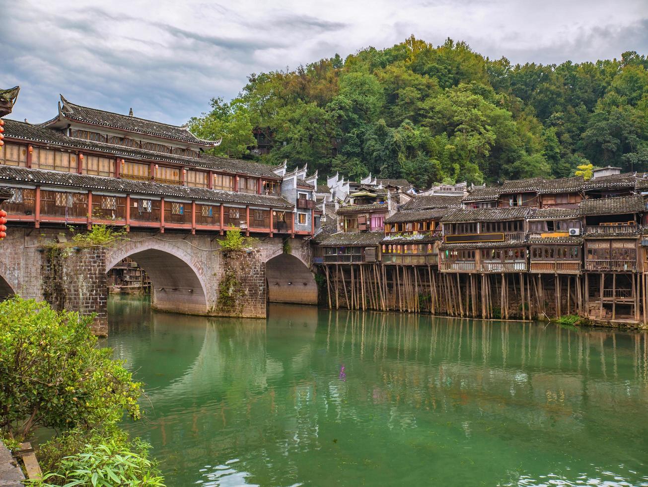 scenario Visualizza di fenghuang vecchio cittadina .Fenice antico cittadina o fenghuang contea è un' contea di hunan Provincia, Cina foto