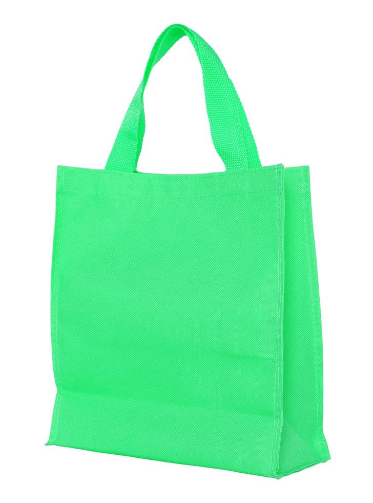 shopping bag di tela verde isolato su sfondo bianco con tracciato di ritaglio foto