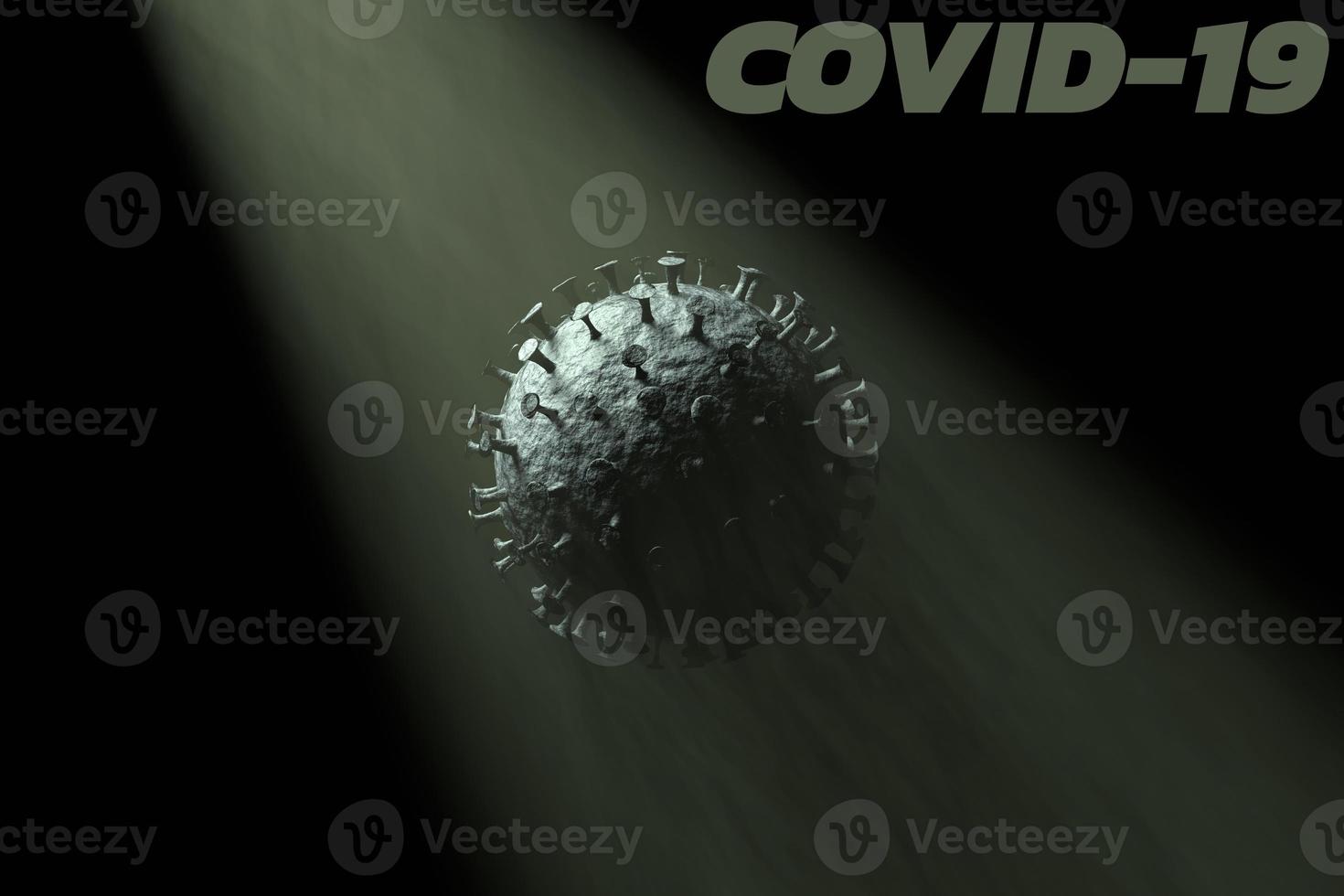3d reso corona virus o covid-19 con testo su bianca sfondo. foto