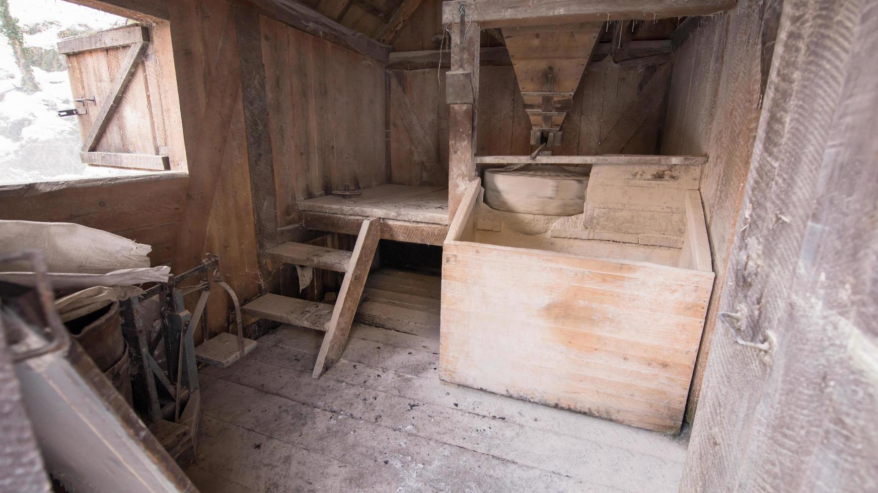 interno di retrò di legno Mulino ad acqua foto