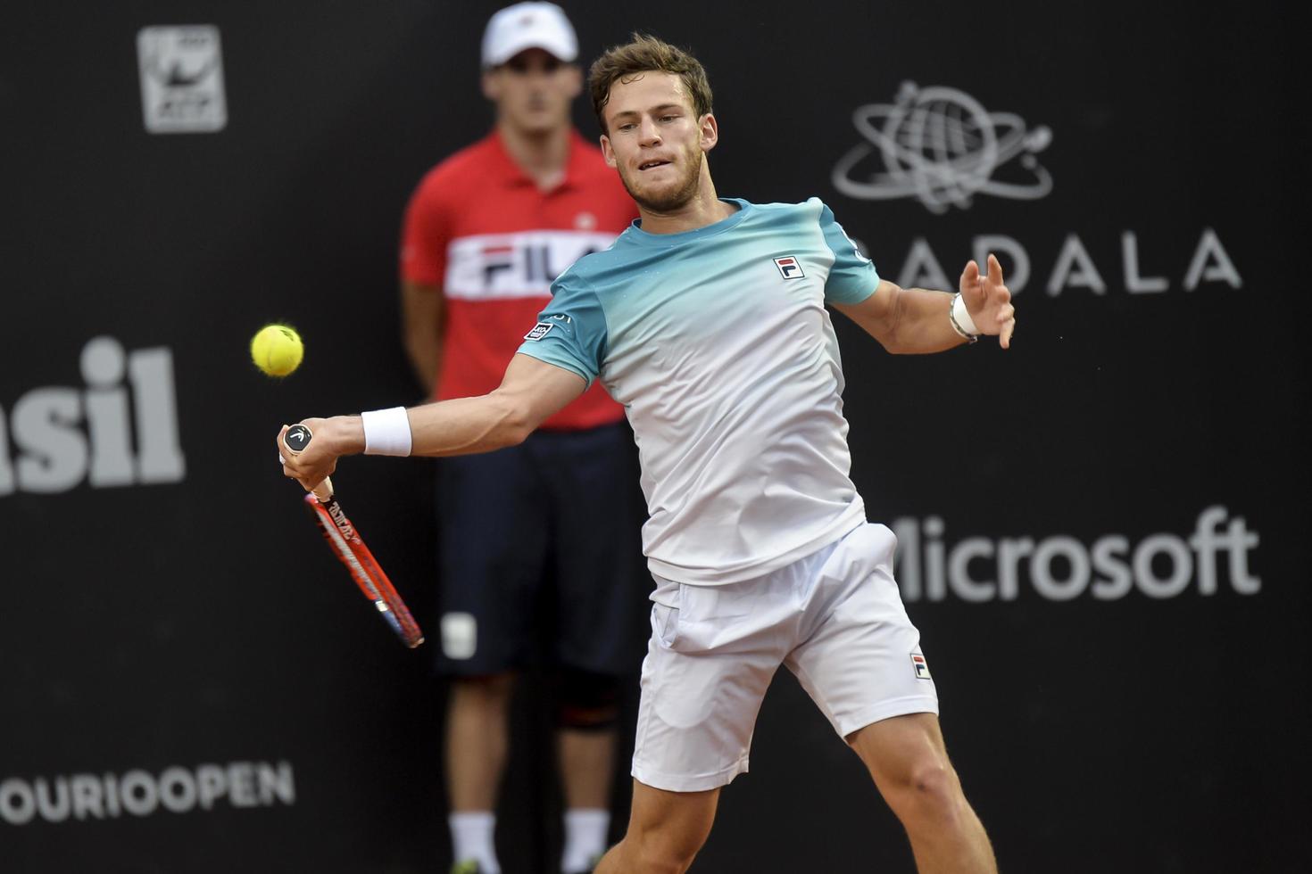 rio de janeiro, brasile - febbraio 25, 2017 - diego schwartzman argomento finale gioco durante rio Aperto 2018 tenuto a il fantino club brasiliana. foto