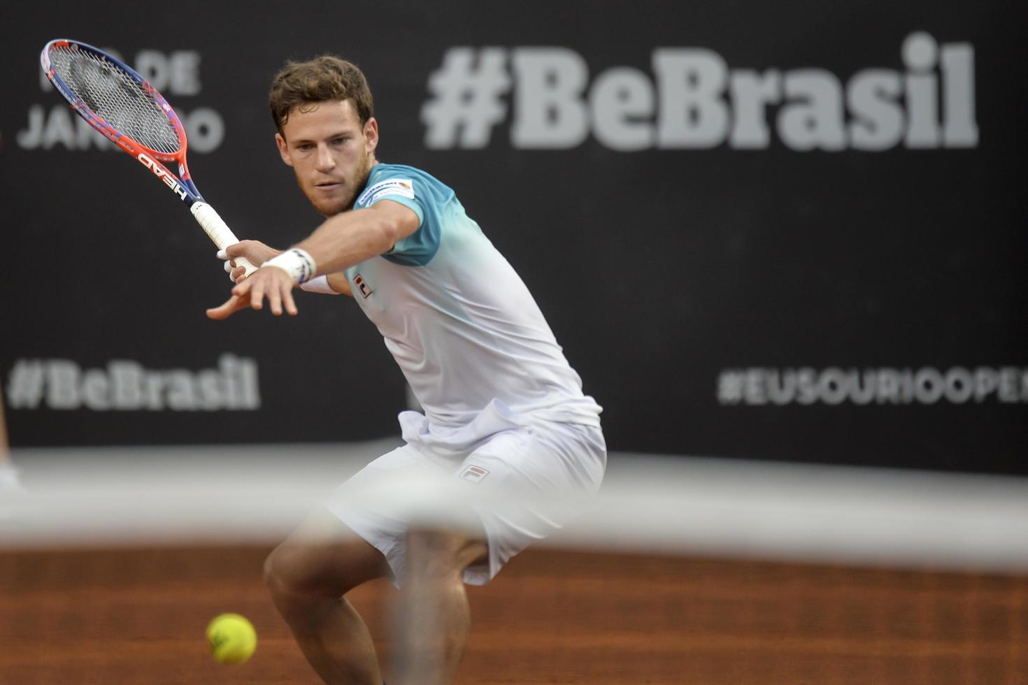 rio de janeiro, brasile - febbraio 25, 2017 - diego schwartzman argomento finale gioco durante rio Aperto 2018 tenuto a il fantino club brasiliana. foto