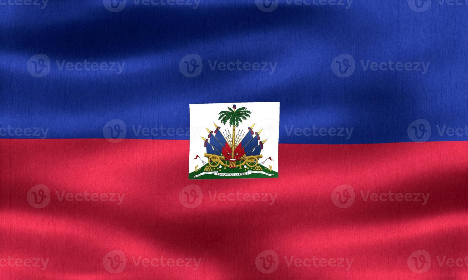 3d-illustrazione di una bandiera di haiti - bandiera di tessuto sventolante realistica foto