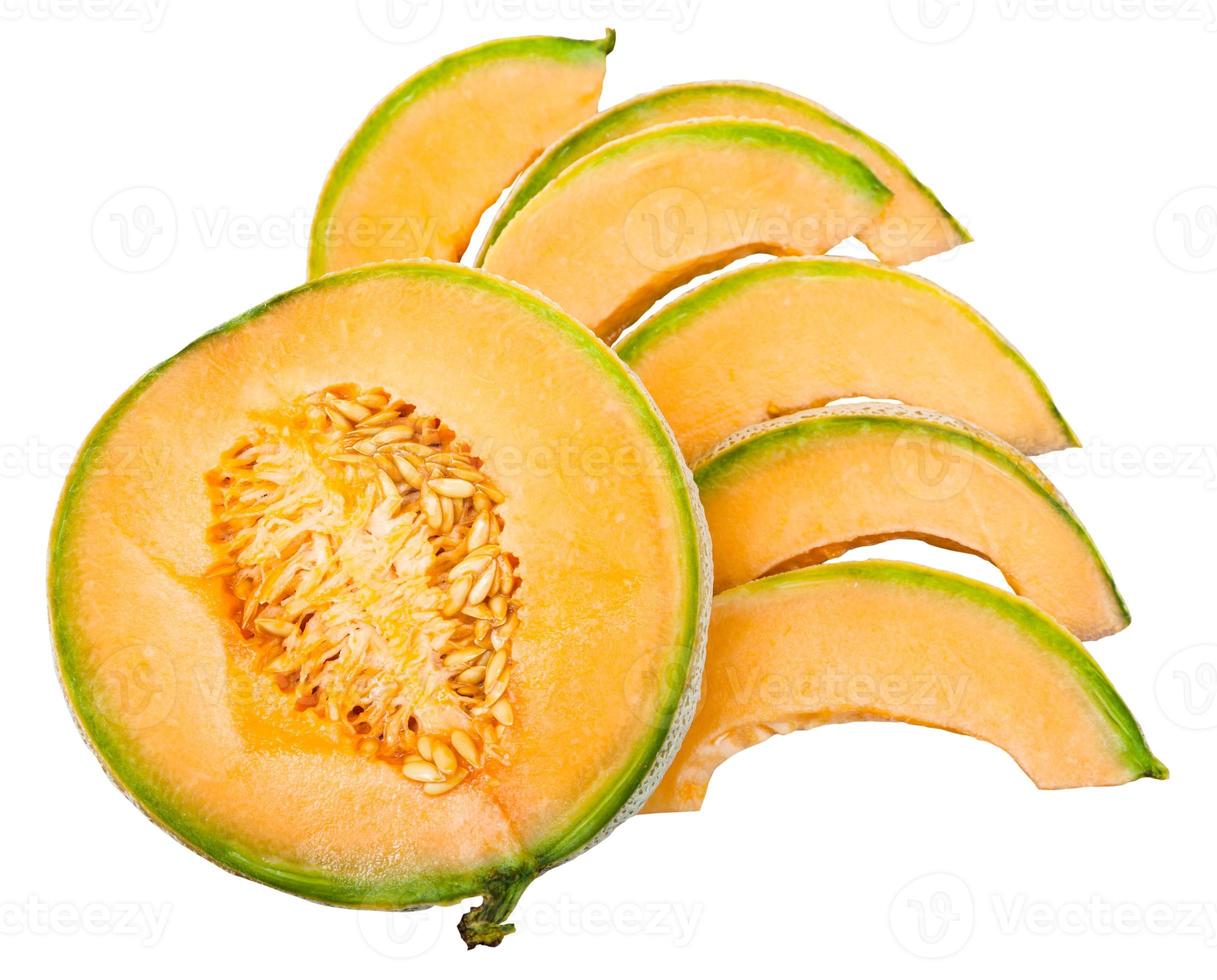 fette di maturo siciliano Cantalupo melone isolato foto