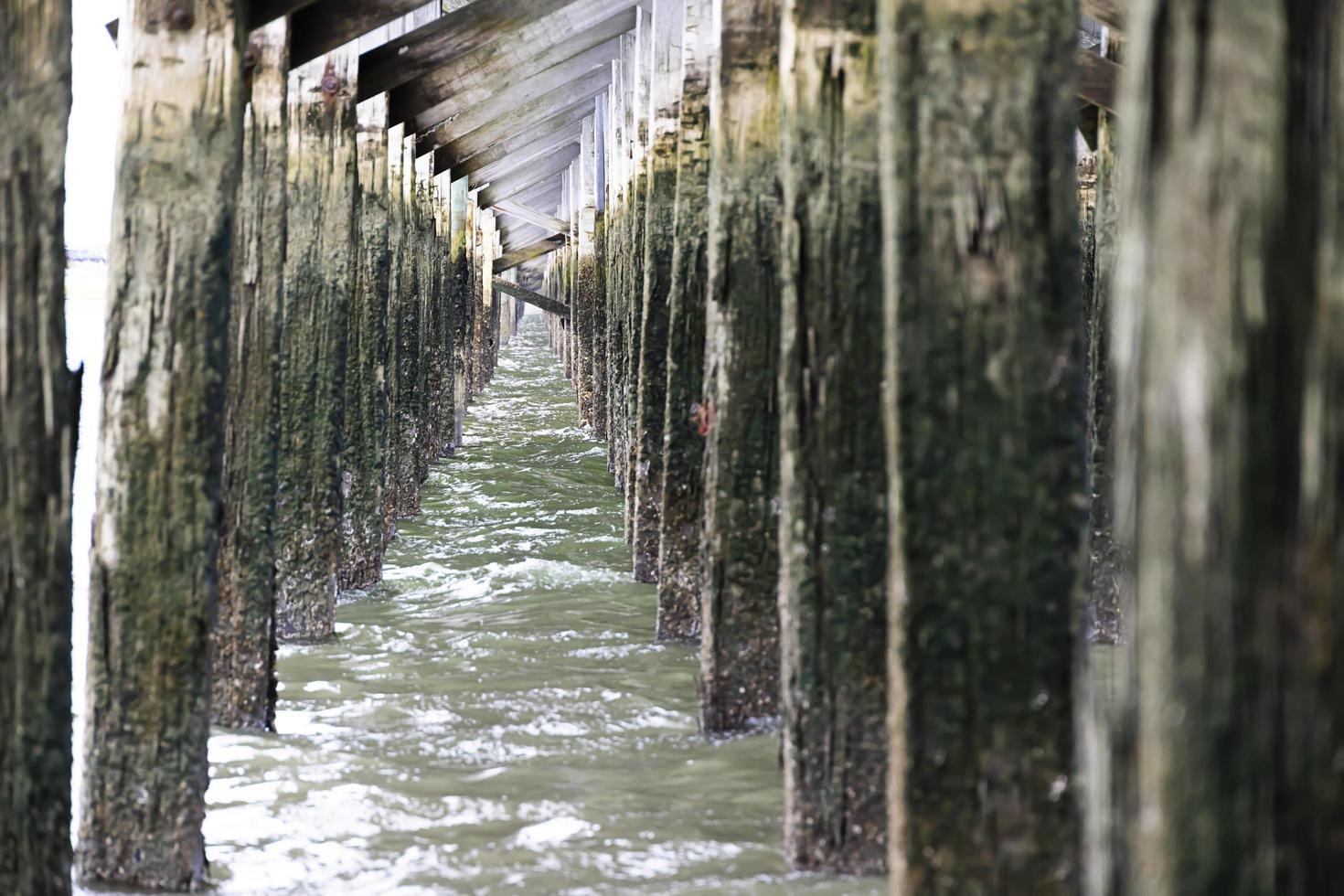 di legno molo di il spiaggia e oceano nel il estate foto