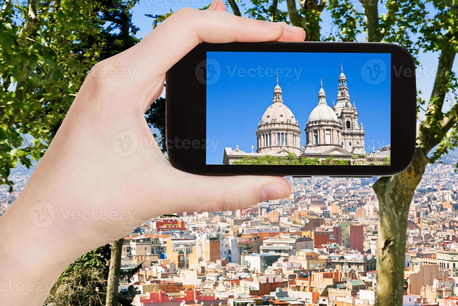 turista fotografie di Barcellona orizzonte