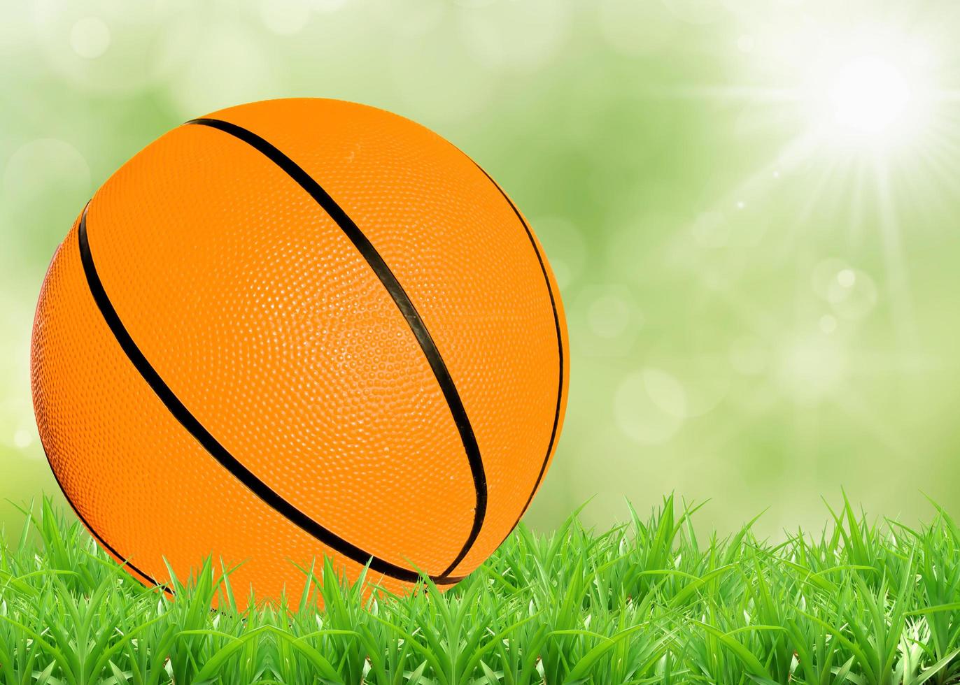 pallacanestro palla su il erba foto
