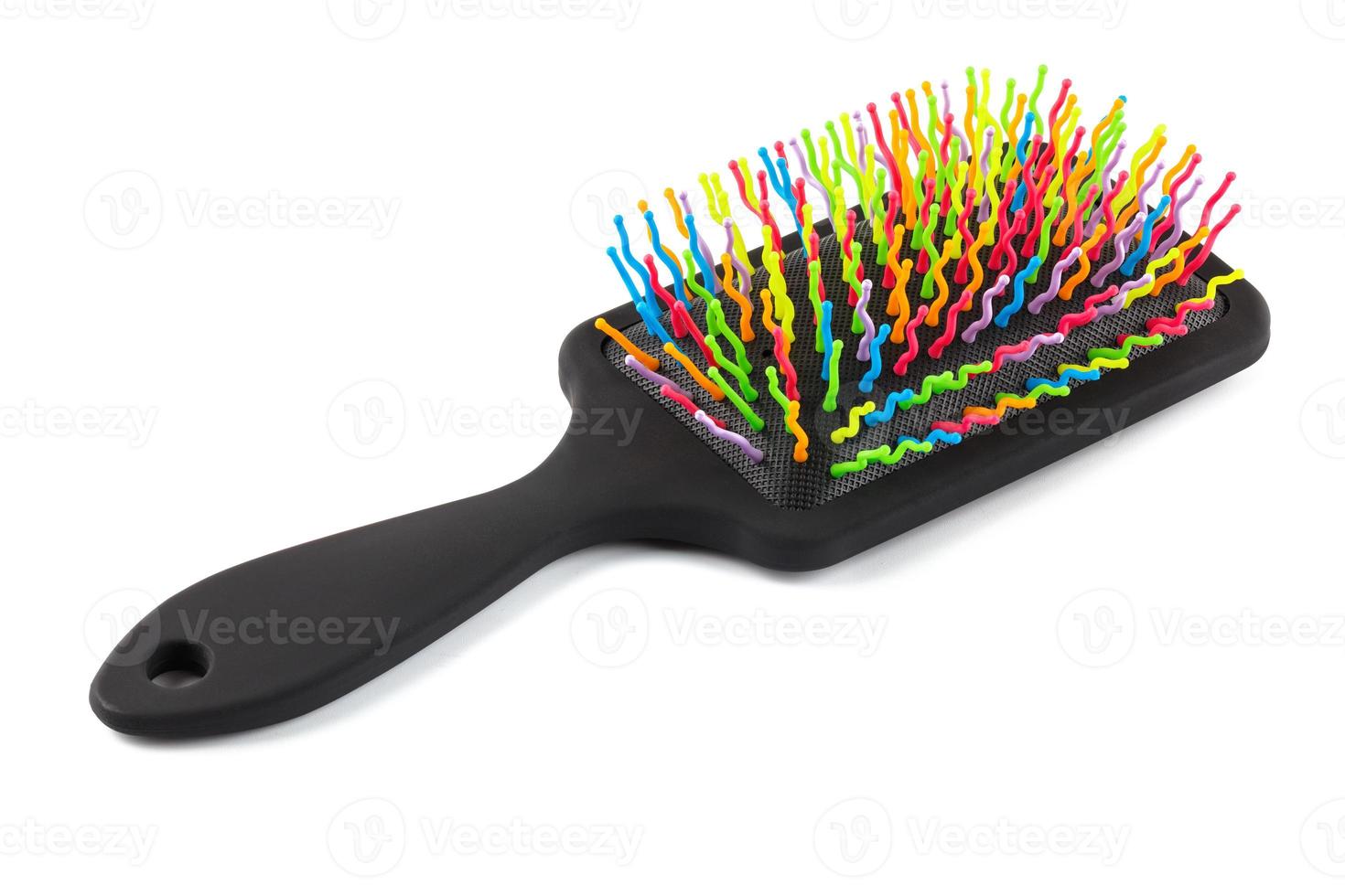 nuovo arcobaleno colorato pastic capelli spazzola isolato su bianca sfondo foto