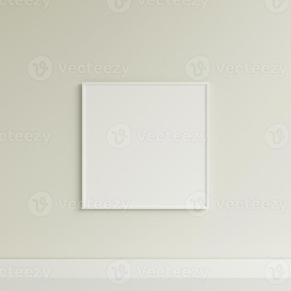pulito e minimalista davanti Visualizza piazza bianca foto o manifesto telaio modello sospeso su il parete. 3d resa.