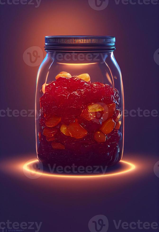 vaso pieno di marmellata 3d illustrazione foto