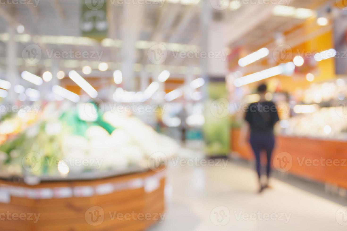 supermercato con cibo fresco astratto sfondo sfocato con luce bokeh foto