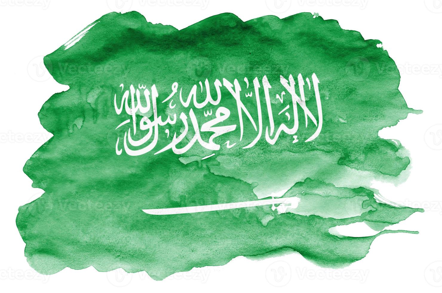 Arabia arabia bandiera è raffigurato nel liquido acquerello stile isolato su bianca sfondo foto