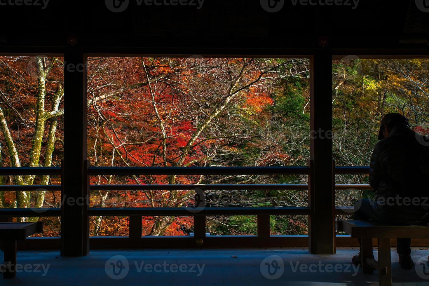 autunno scena a kibune su montare kurama, visto a partire dal kifune Jinja, o kifune santuario, kyoto prefettura, kansai, Giappone foto