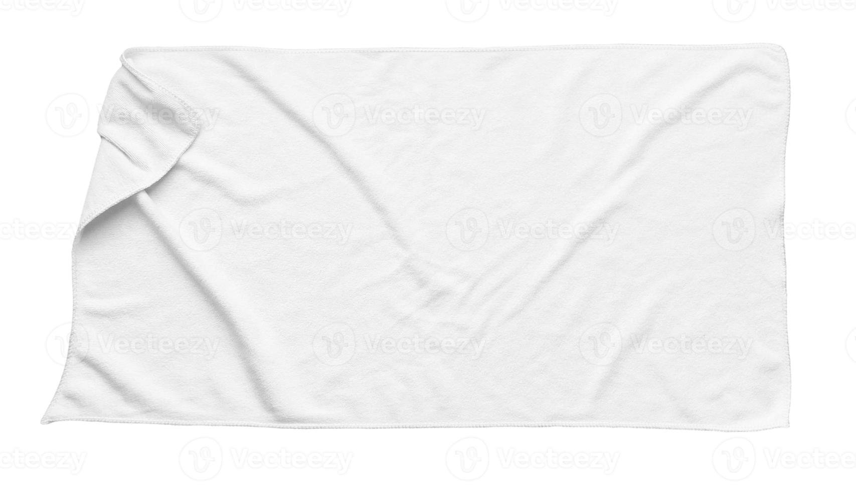 bianca spiaggia asciugamano isolato bianca sfondo foto