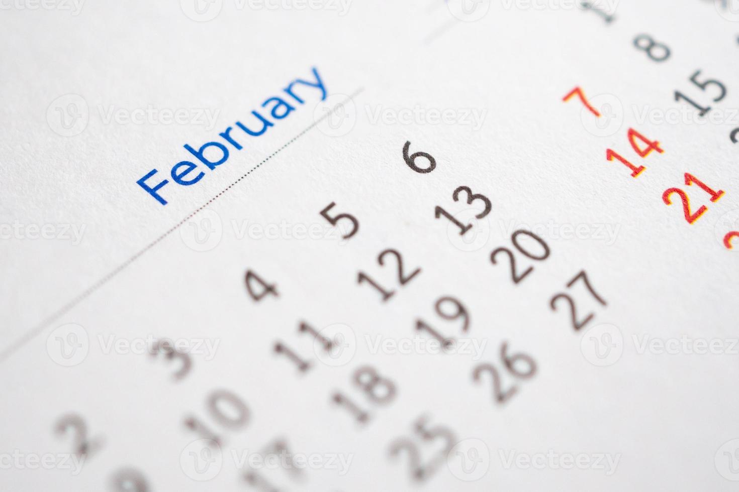 febbraio calendario pagina con mesi e date attività commerciale pianificazione appuntamento incontro concetto foto