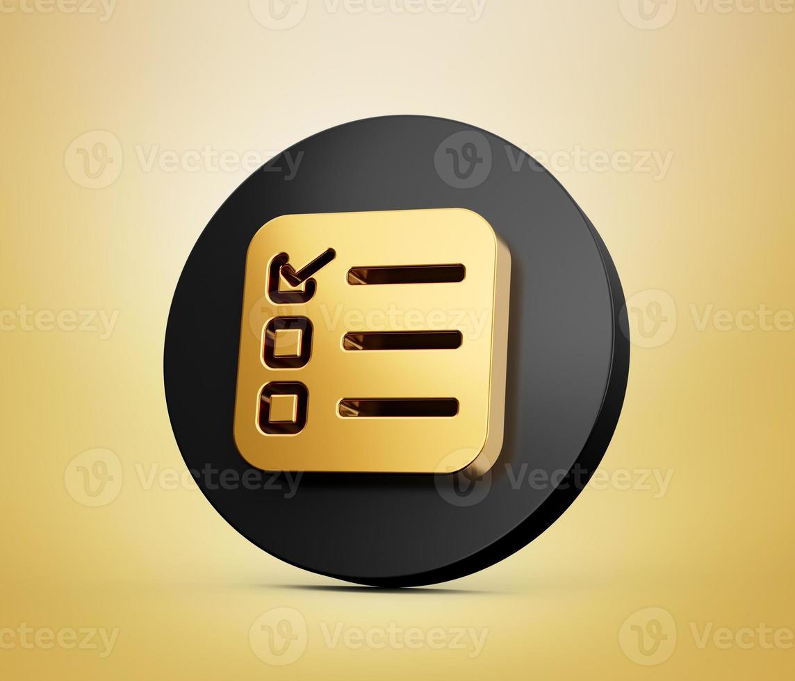3d oro lista di controllo icona appunti progetto gestione concetto 3d illustrazione foto