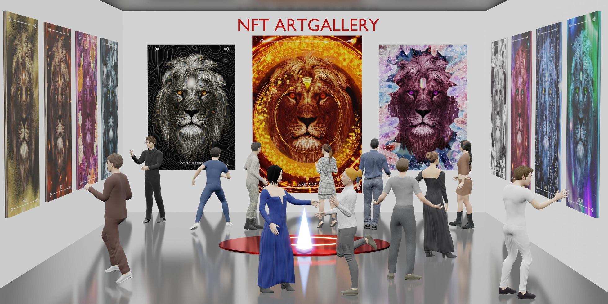 nft arte galleria su metaverso avatar gambe nftprojects 3d illustrazioni foto