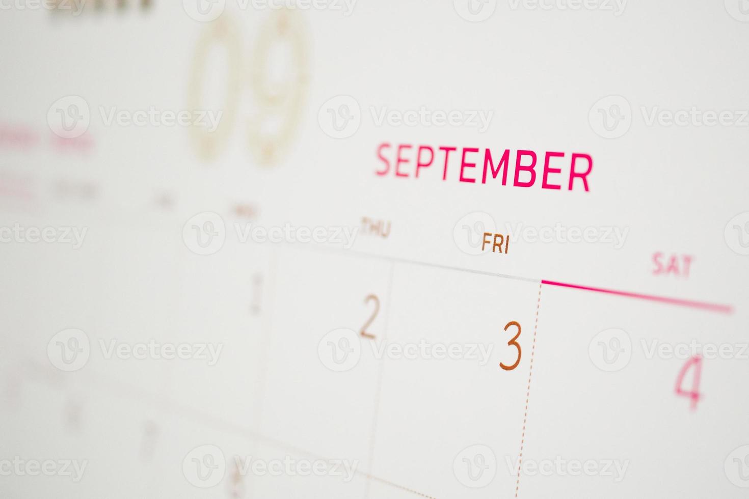 settembre calendario pagina con mesi e date attività commerciale pianificazione appuntamento incontro concetto foto