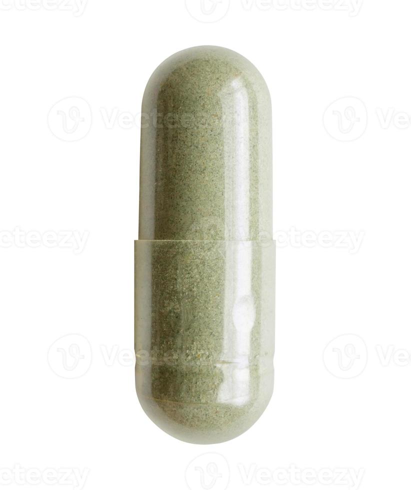 erbaceo medicina capsula isolato su bianca sfondo foto