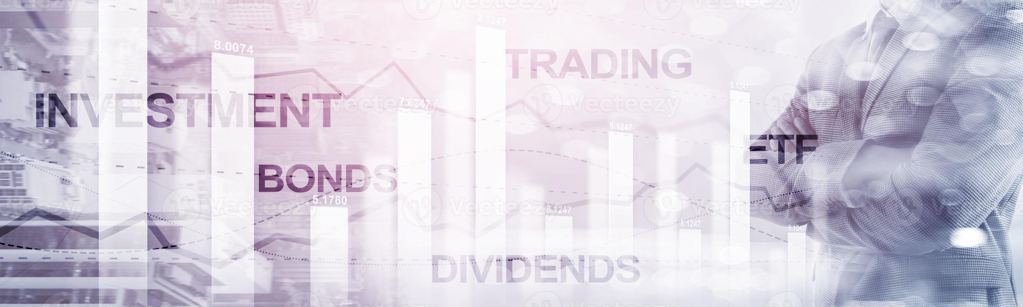 concetto di dividendi di obbligazioni. banner di sfondo astratto finanza aziendale. foto