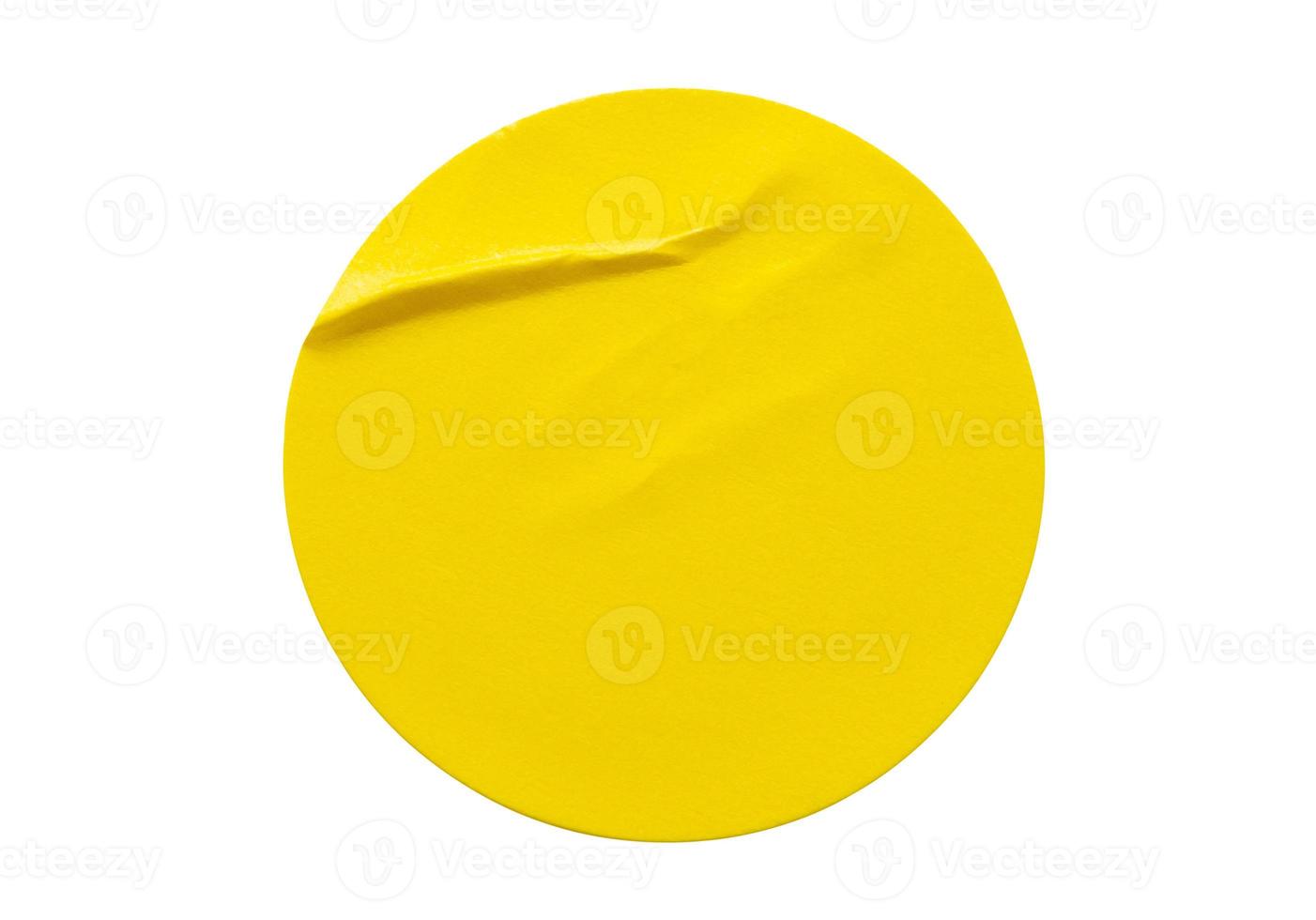 giallo il giro carta etichetta etichetta isolato su bianca sfondo foto
