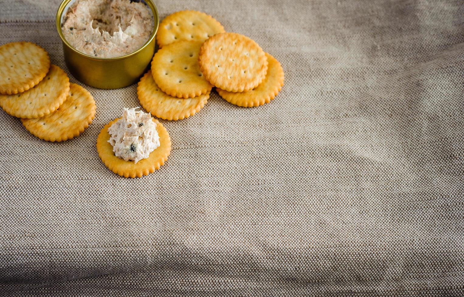 cracker con crema al tonno foto