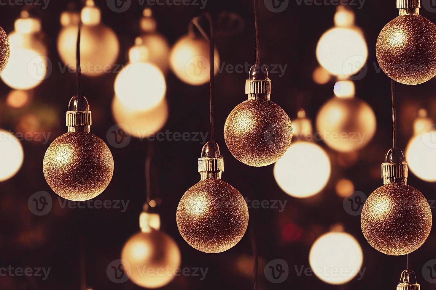 senza soluzione di continuità picchiettio. brillante bicchiere Natale oro ornamenti su corda foto