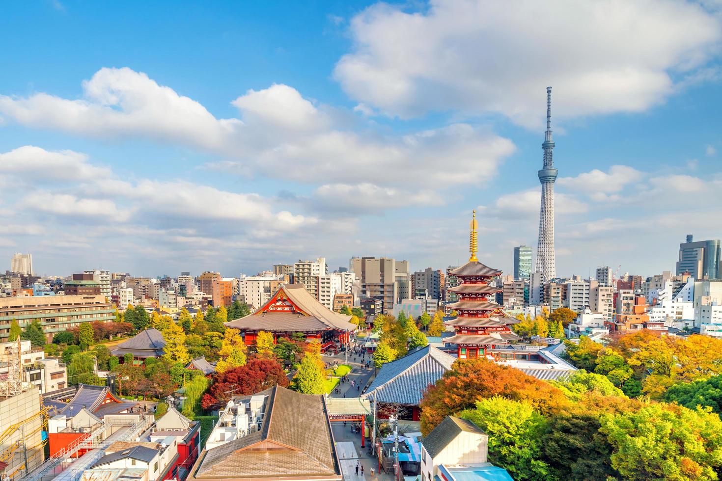 vista della skyline di tokyo con cielo azzurro estivo foto