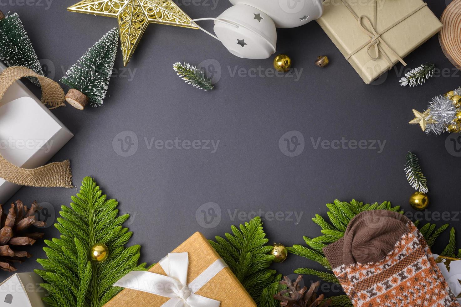 Natale decorazioni su nero sfondo foto