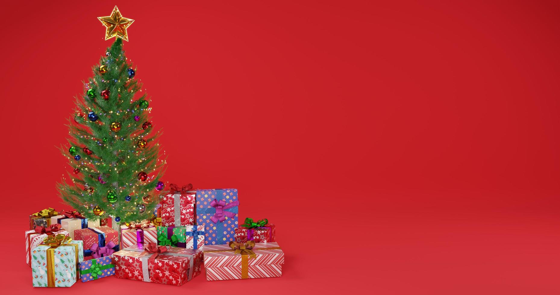 Natale albero con presente scatole creare di 3drender foto