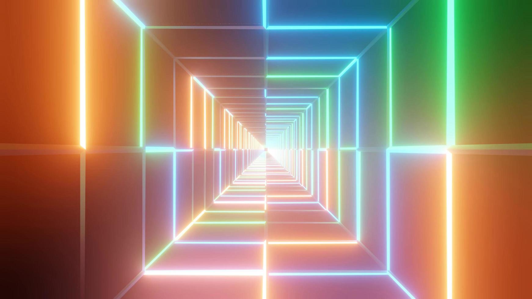 cubo spaziale al neon della parete spettrale, fondo dell'illustrazione 3d foto