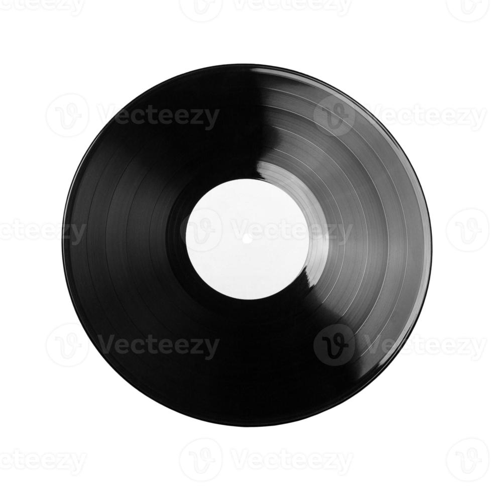 disco in vinile nero isolato su sfondo bianco foto