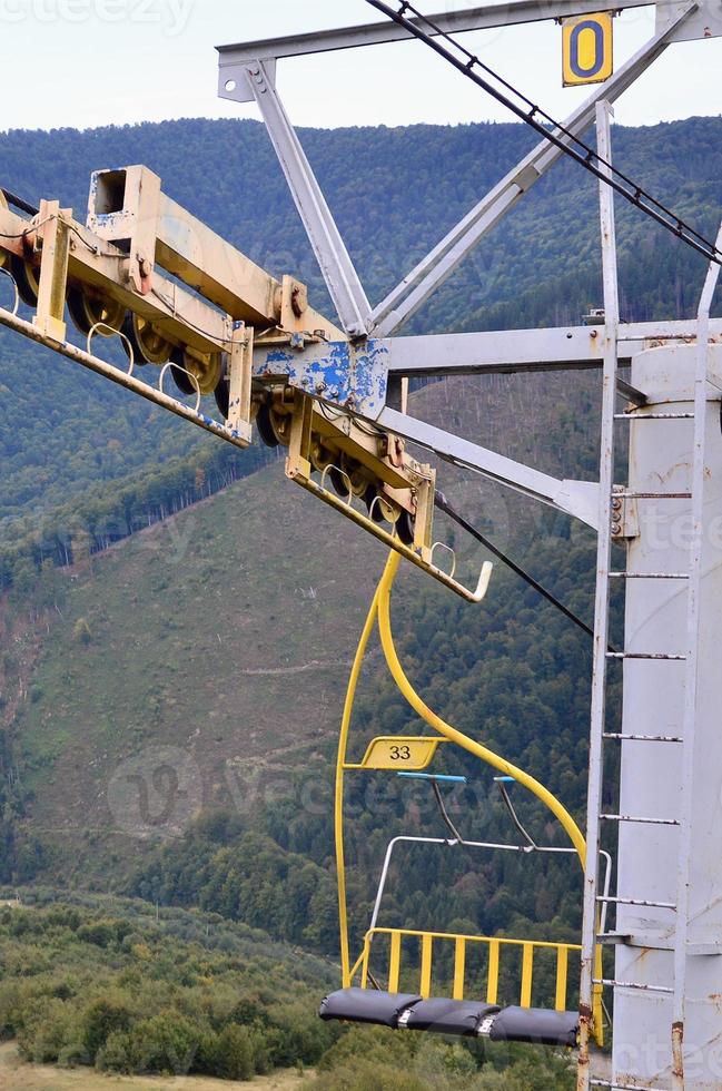 il posti a sedere di il cavo auto su il sfondo di montare makovitsa, uno di il carpazi montagne foto