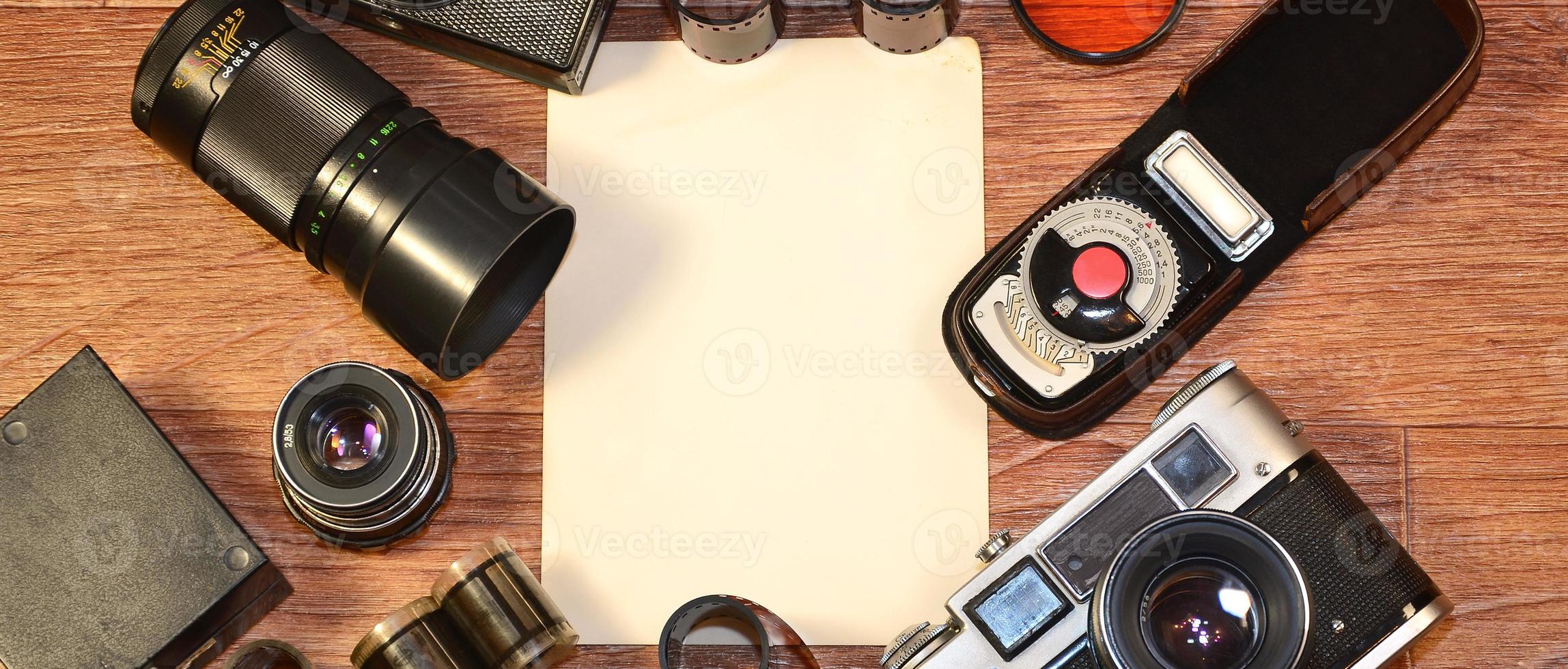 natura morta con vecchio fotografia attrezzatura foto