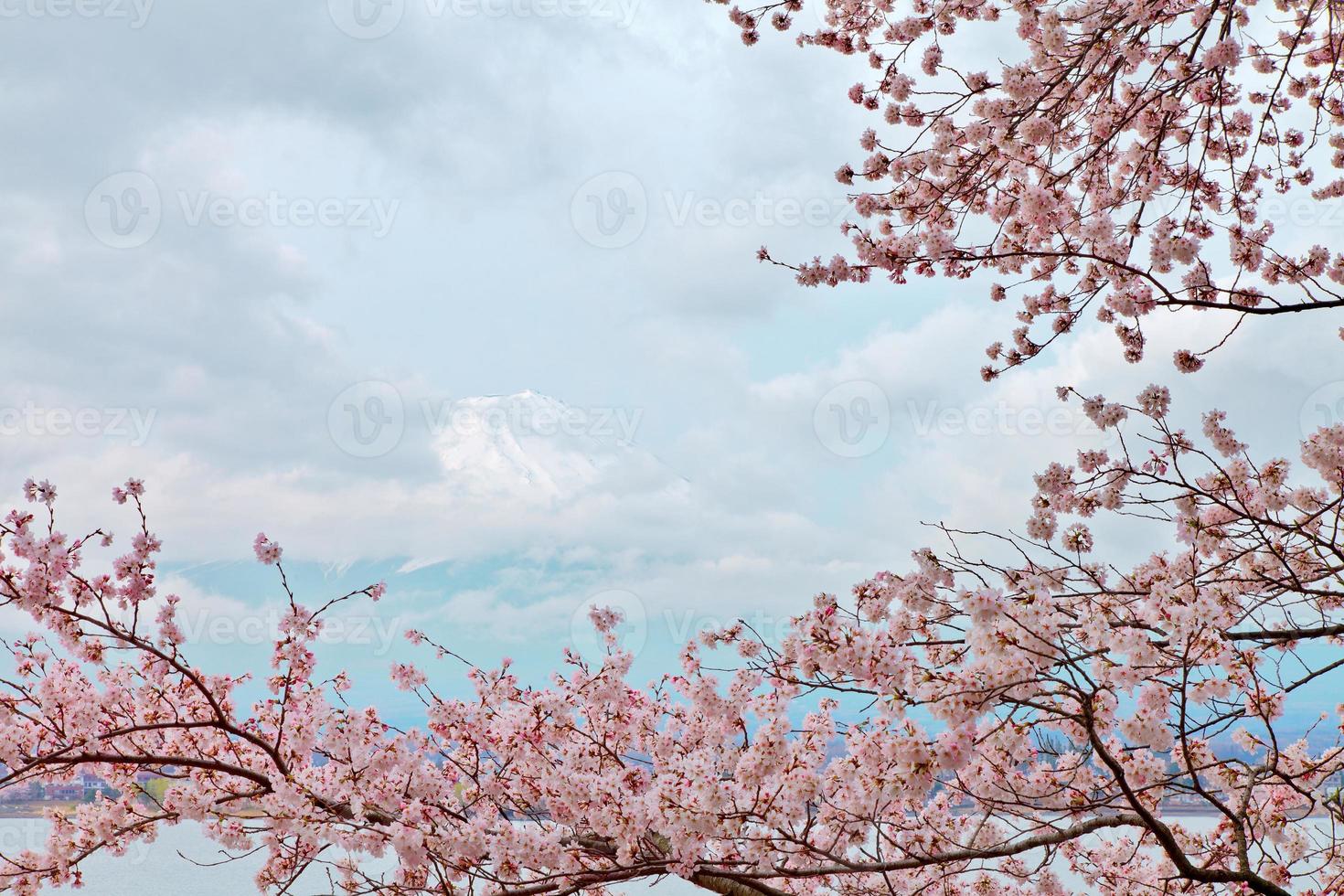 pacifico monte fuji in primavera, kawaguchi giappone foto
