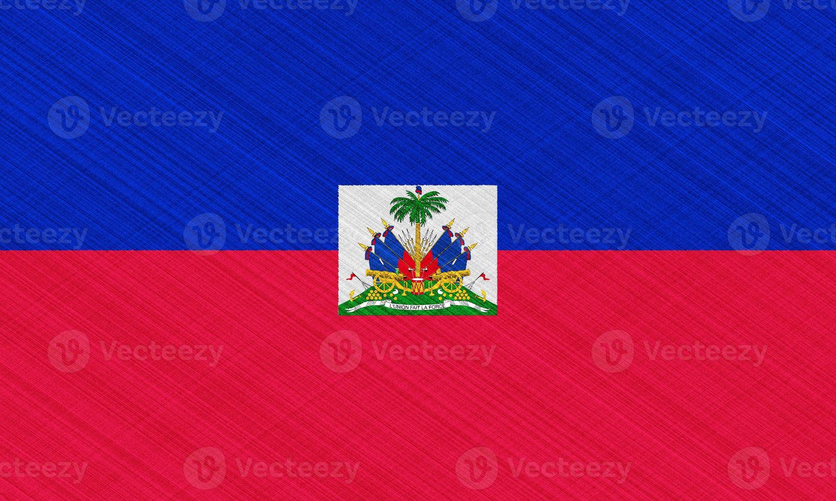 bandiera di il repubblica di Haiti su il tessuto struttura. foto