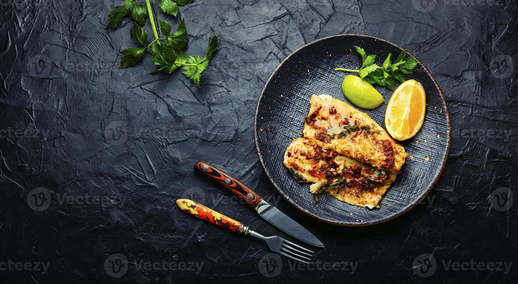 delizioso fritte pesce filetti. foto