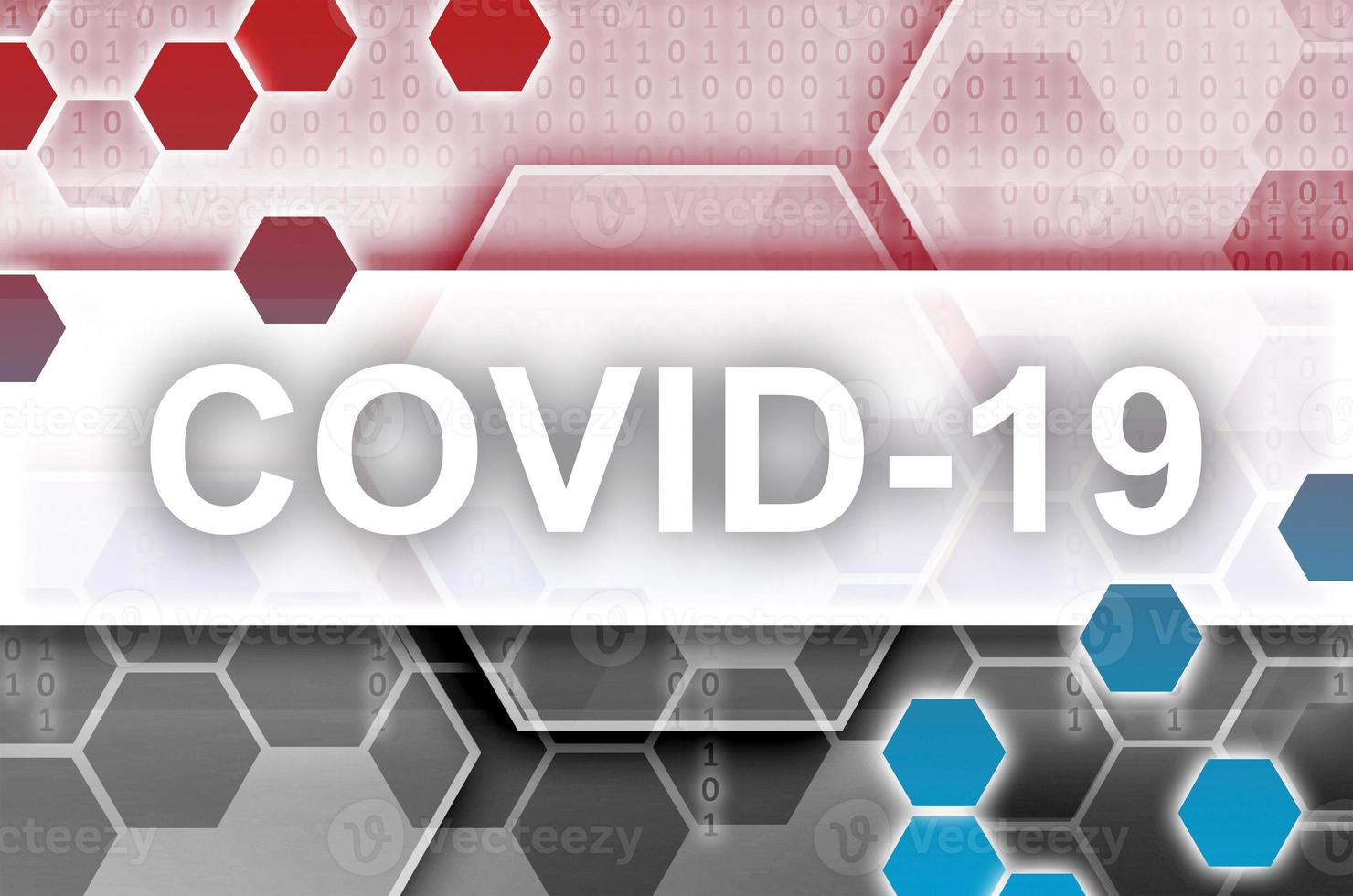Siria bandiera e futuristico digitale astratto composizione con covid-19 iscrizione. coronavirus scoppio concetto foto