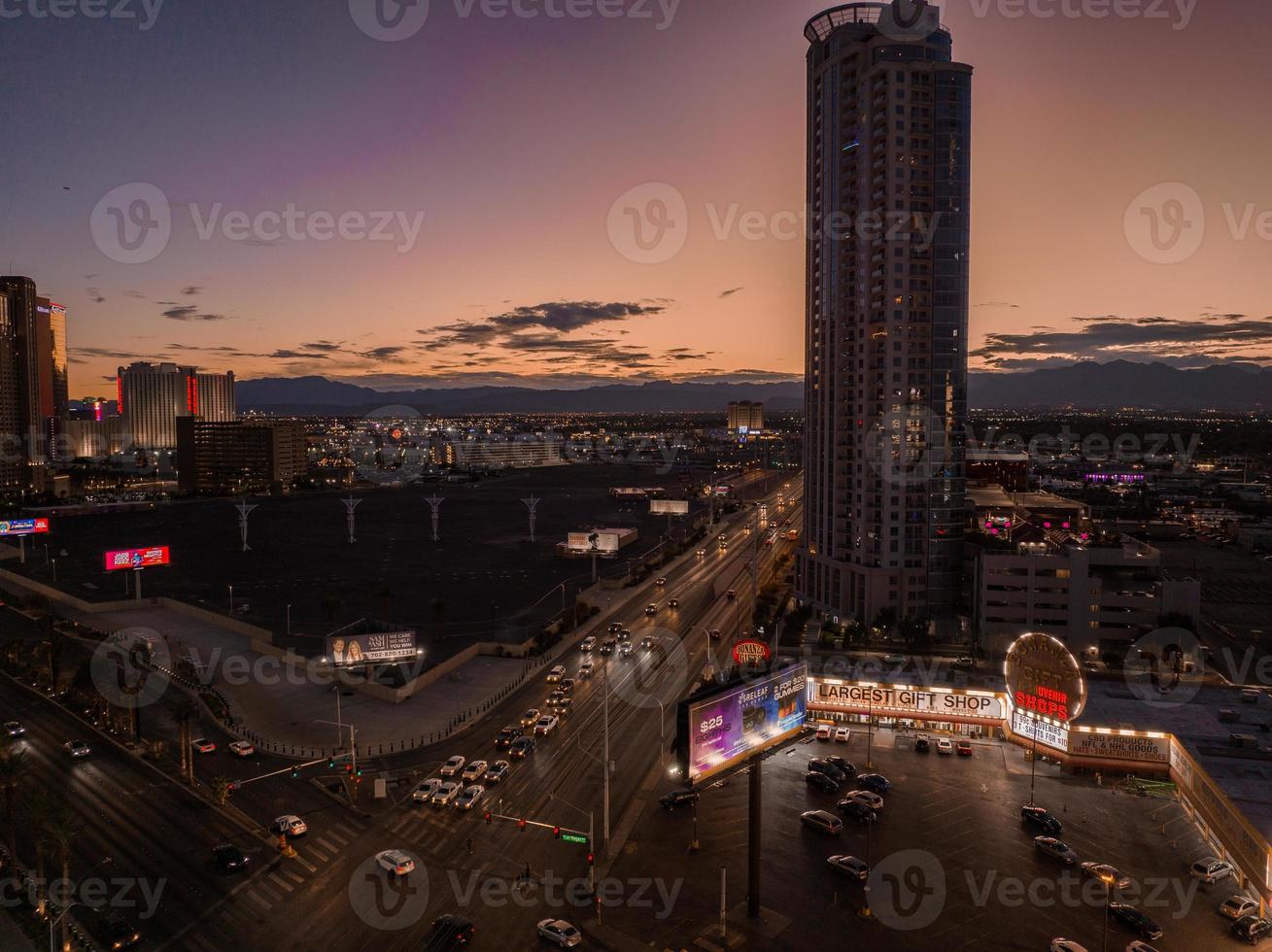 panoramico aereo Visualizza di il las vegas striscia. foto