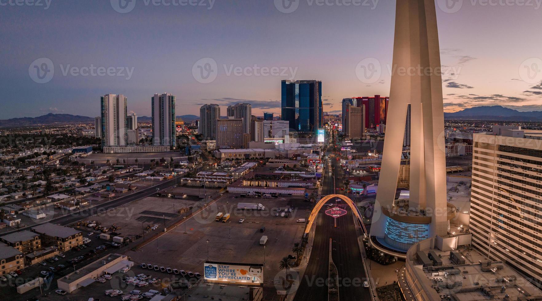 panoramico aereo Visualizza di il las vegas striscia. foto