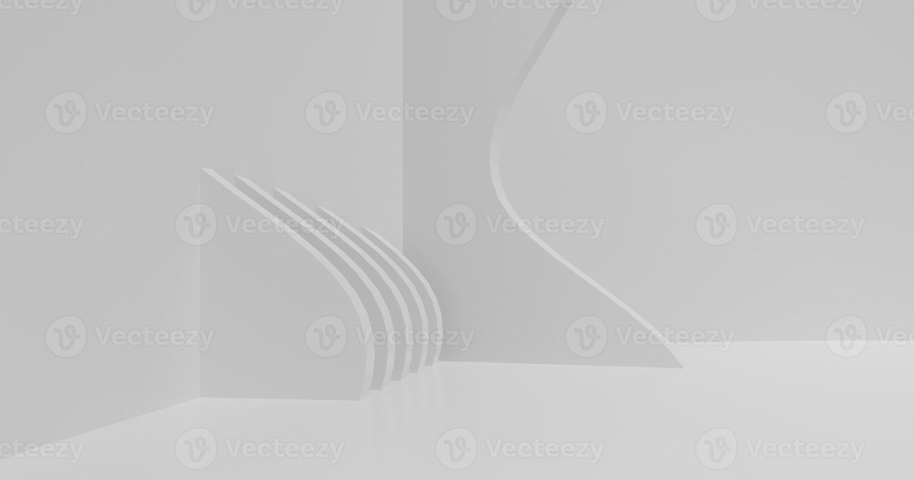 astratto bianca sfondo con geometrico figure disposte insieme fino a ombre 3d resa. foto