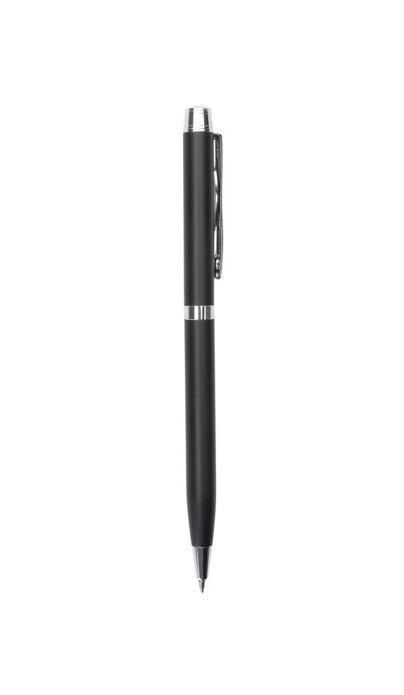 penna in metallo nero isolato su sfondo bianco foto