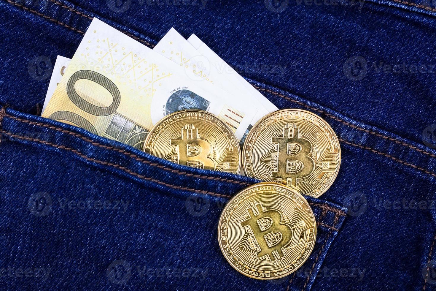 bitcoin e il Euro, tasca foto