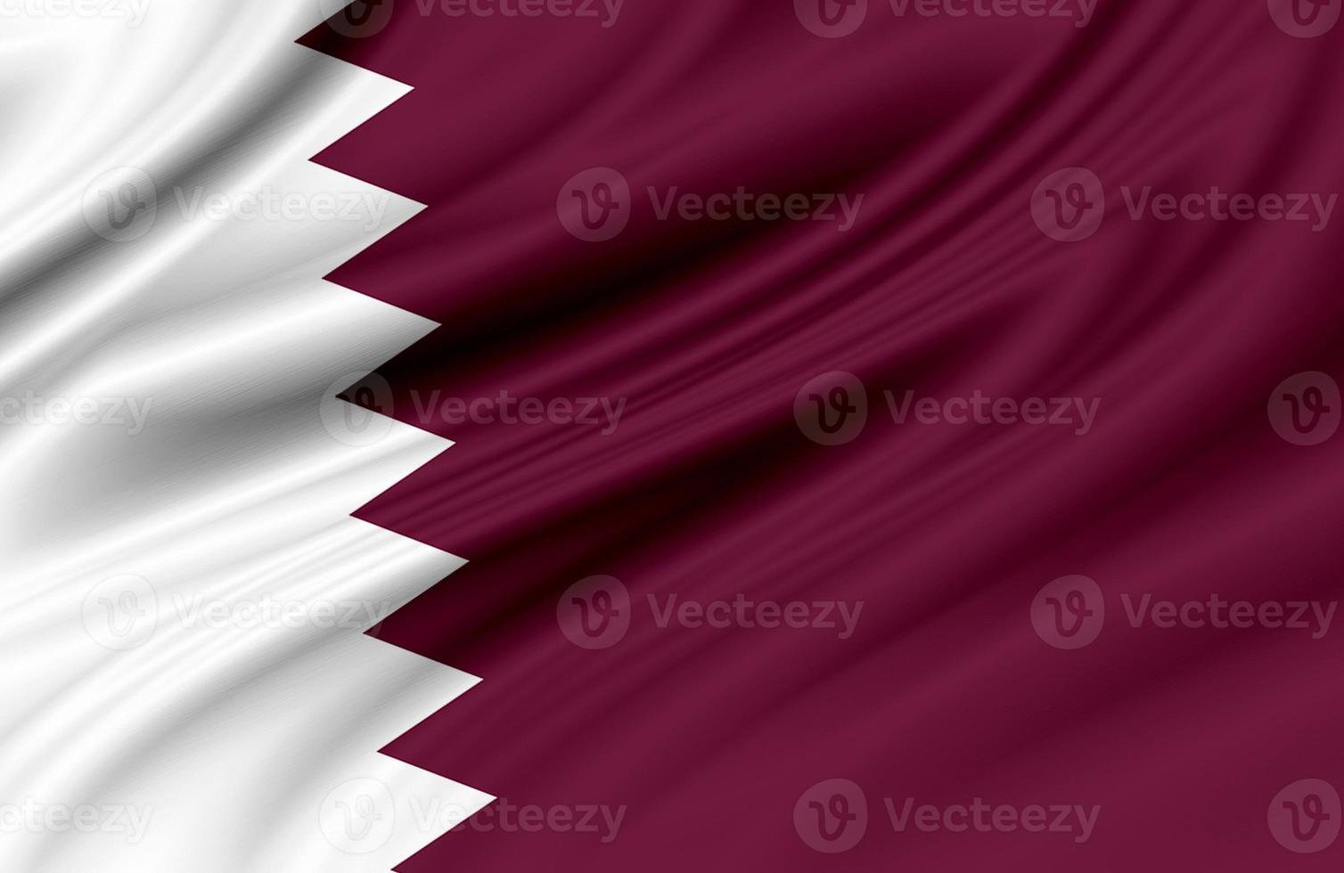 agitando colorato nazionale bandiera di Qatar. foto
