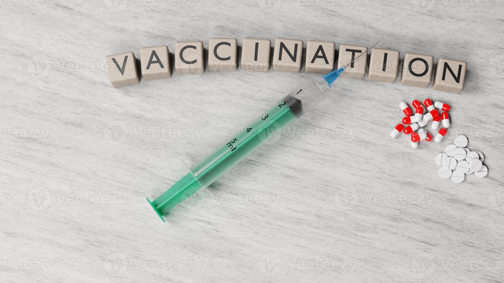 siringa medica con ago per la vaccinazione. rendering 3D foto