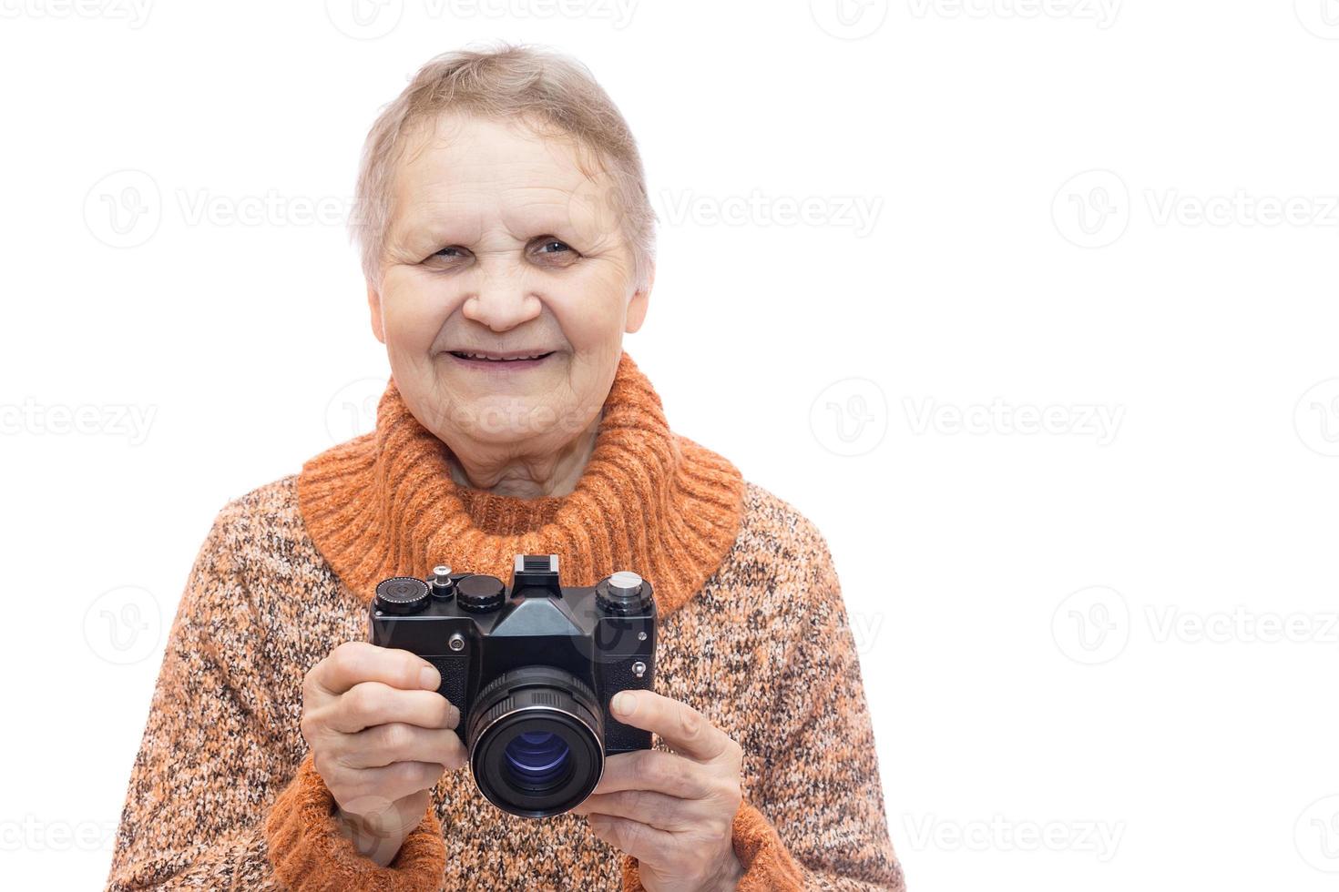 donna con macchina fotografica foto